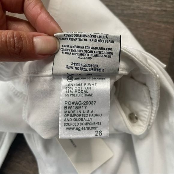 AG Adriano Goldschmied Stilt Crop Pants White Soft to Touch Mid Rise Pants - Picture 8 of 12